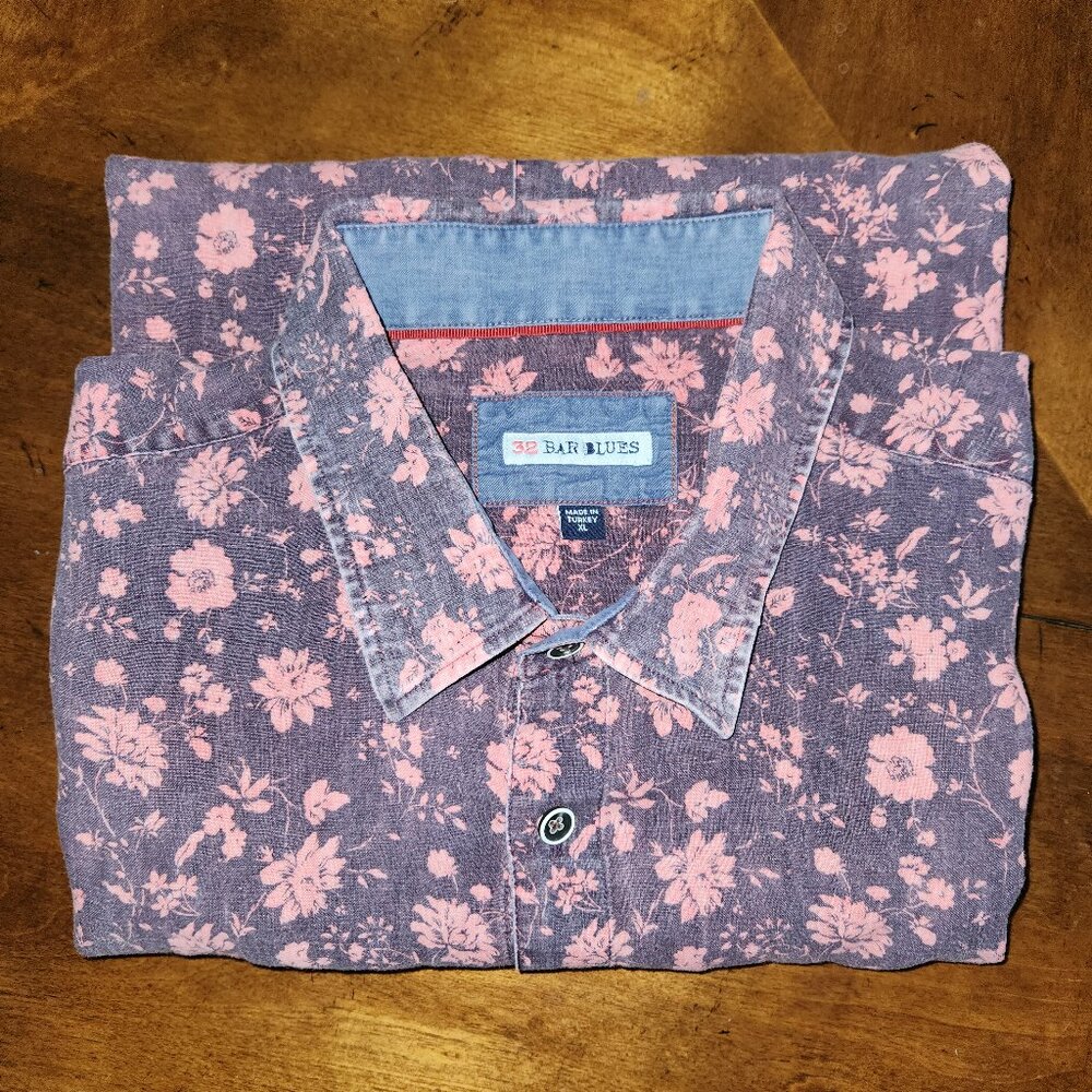 32 Bar Blues 100% Linen shirt, Men's XLarge - Picture 2 of 4
